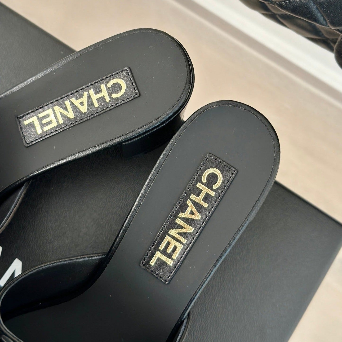Double CC Big Bow High Heels Sheepskin Black - 35