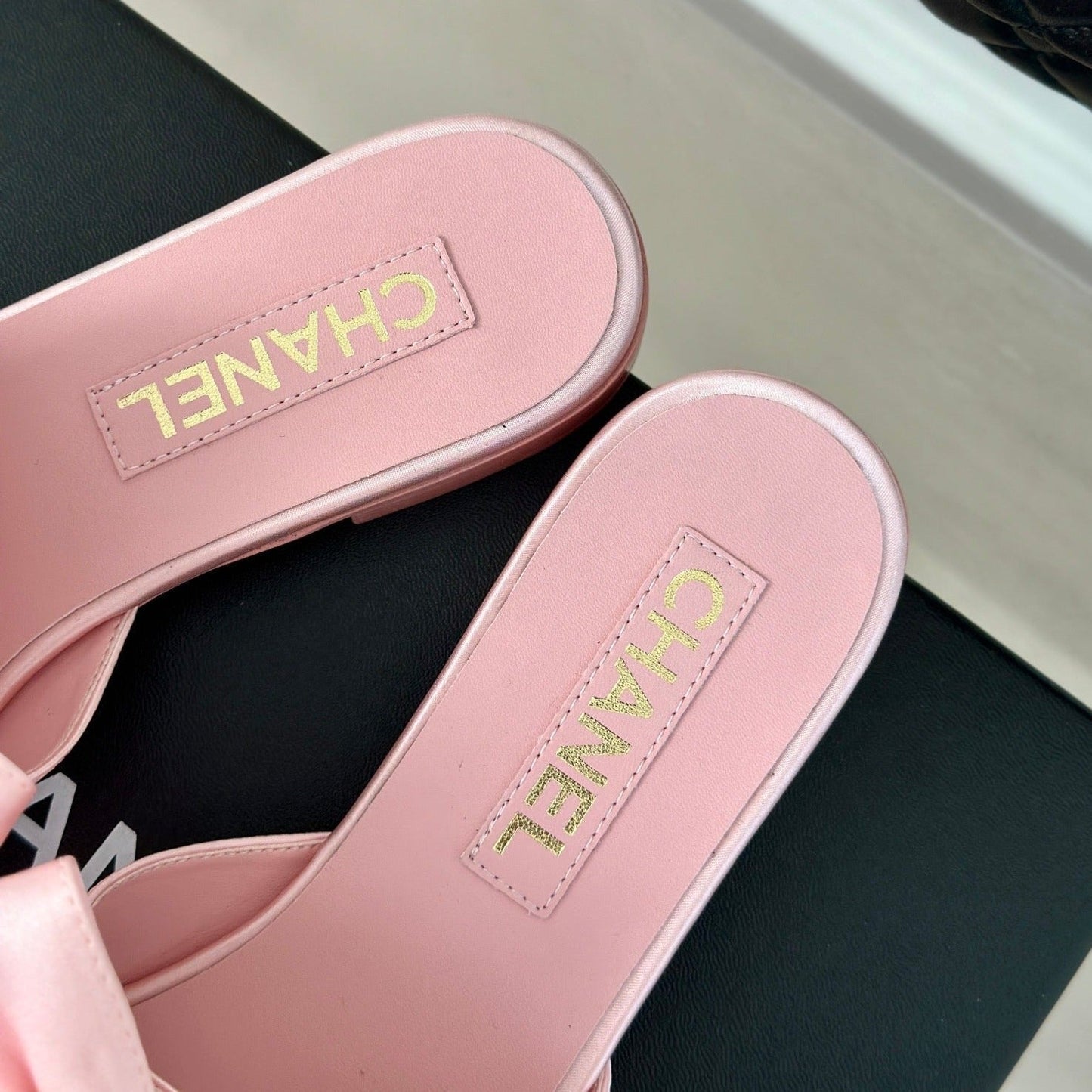 Double CC big bow flat sandals Sheepskin Light Pink - 35