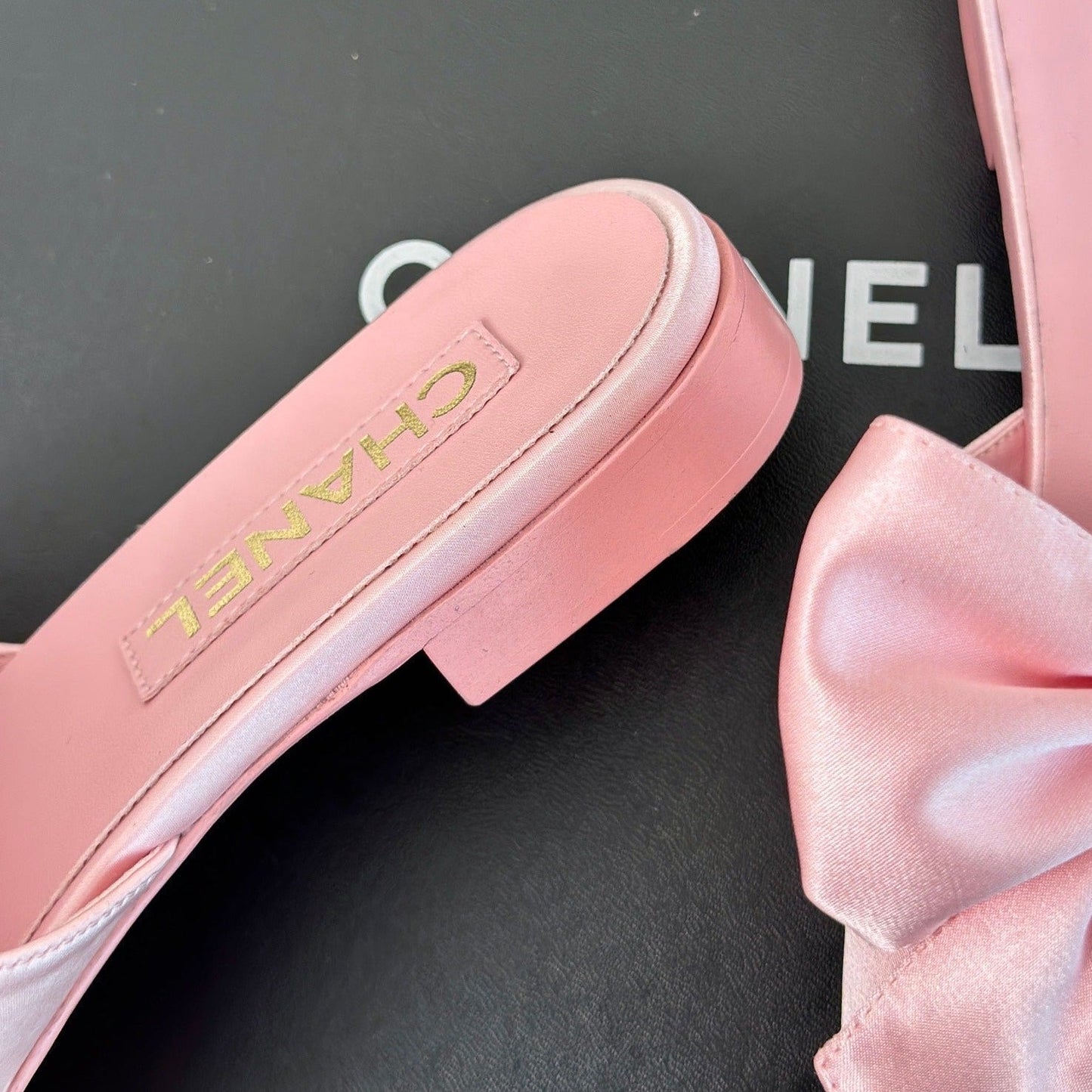 Double CC big bow flat sandals Sheepskin Light Pink - 35