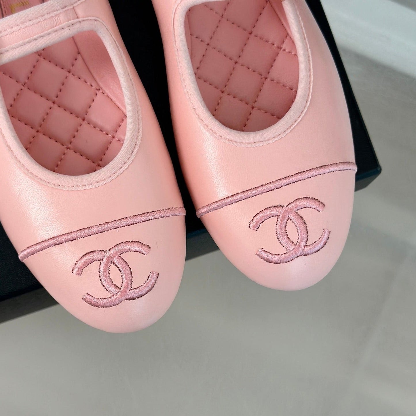 Double C Light Pink Lambskin Mary Jane Shoes - 35