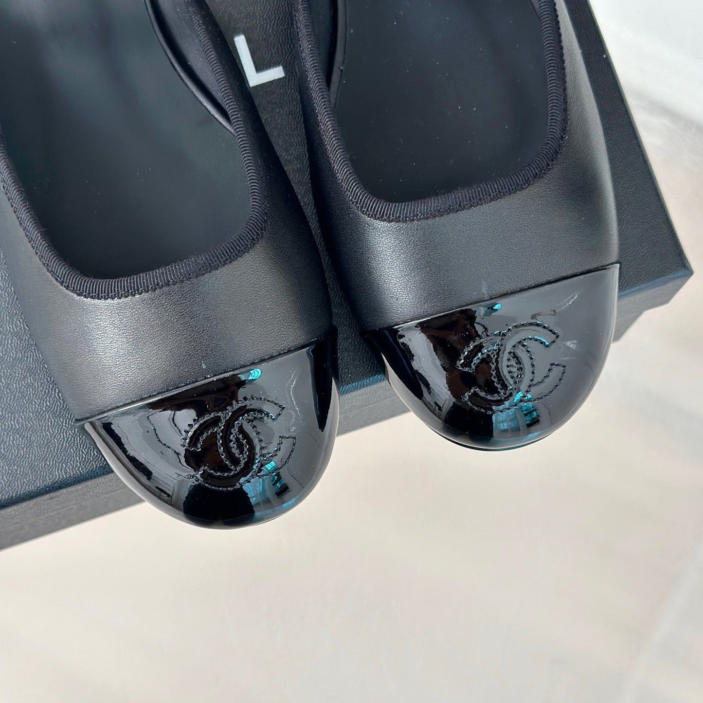 Double C Two-Tone Chain Mules Black Lambskin - 35