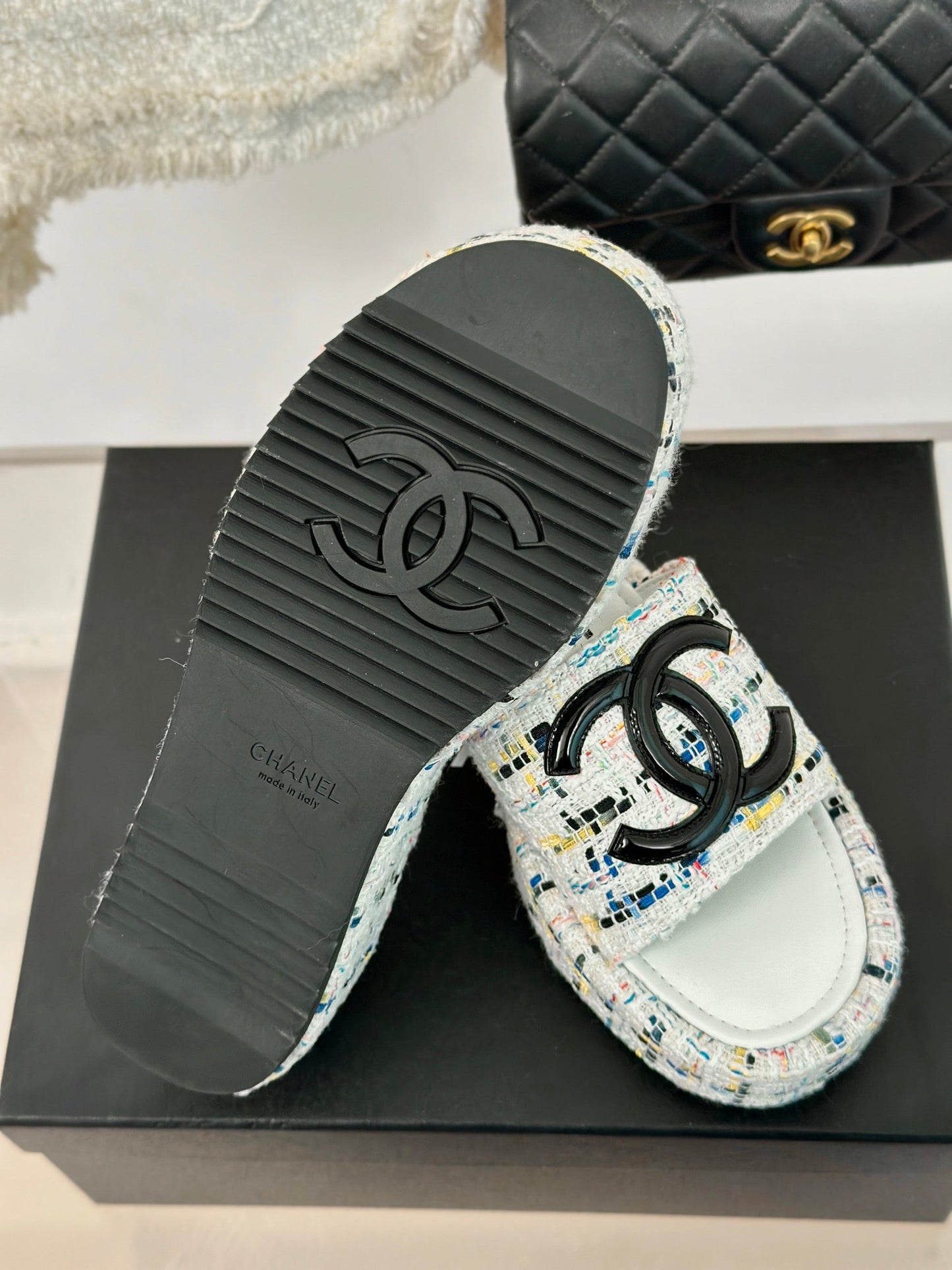 CLASSIC SLIPPERS THICK SOLE IN MULTICOLOR TWEED - 35