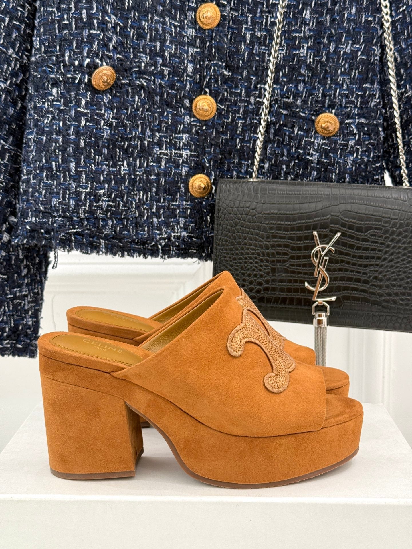 ELENA MULE IN PEANUT BROWN VELVET - 35
