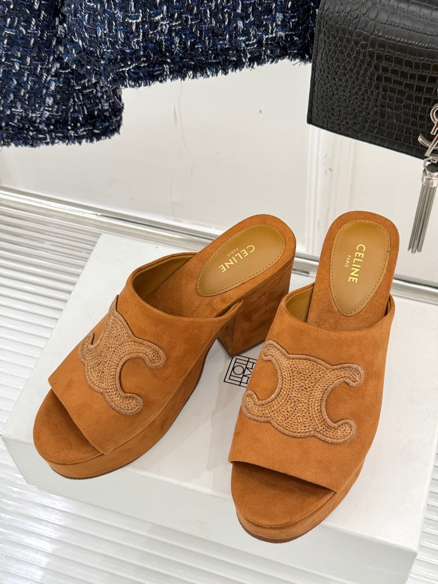 ELENA MULE IN PEANUT BROWN VELVET - 35