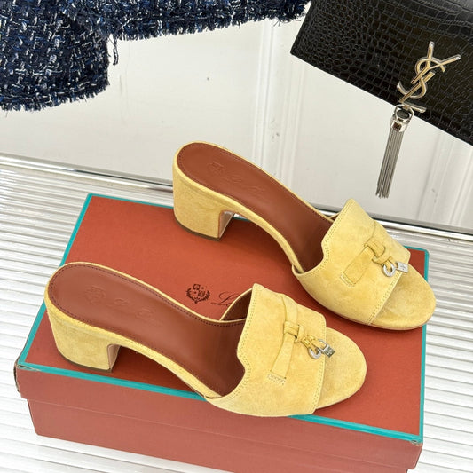 HIGH HEELS IN YELLOW SUEDE AND LAMBSKIN - 35