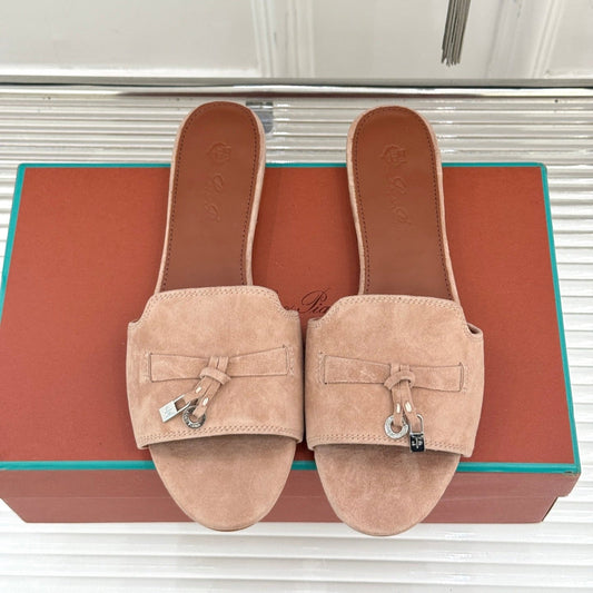 FLAT SANDALS IN LIP PINK SUEDE AND LAMBSKIN - 35