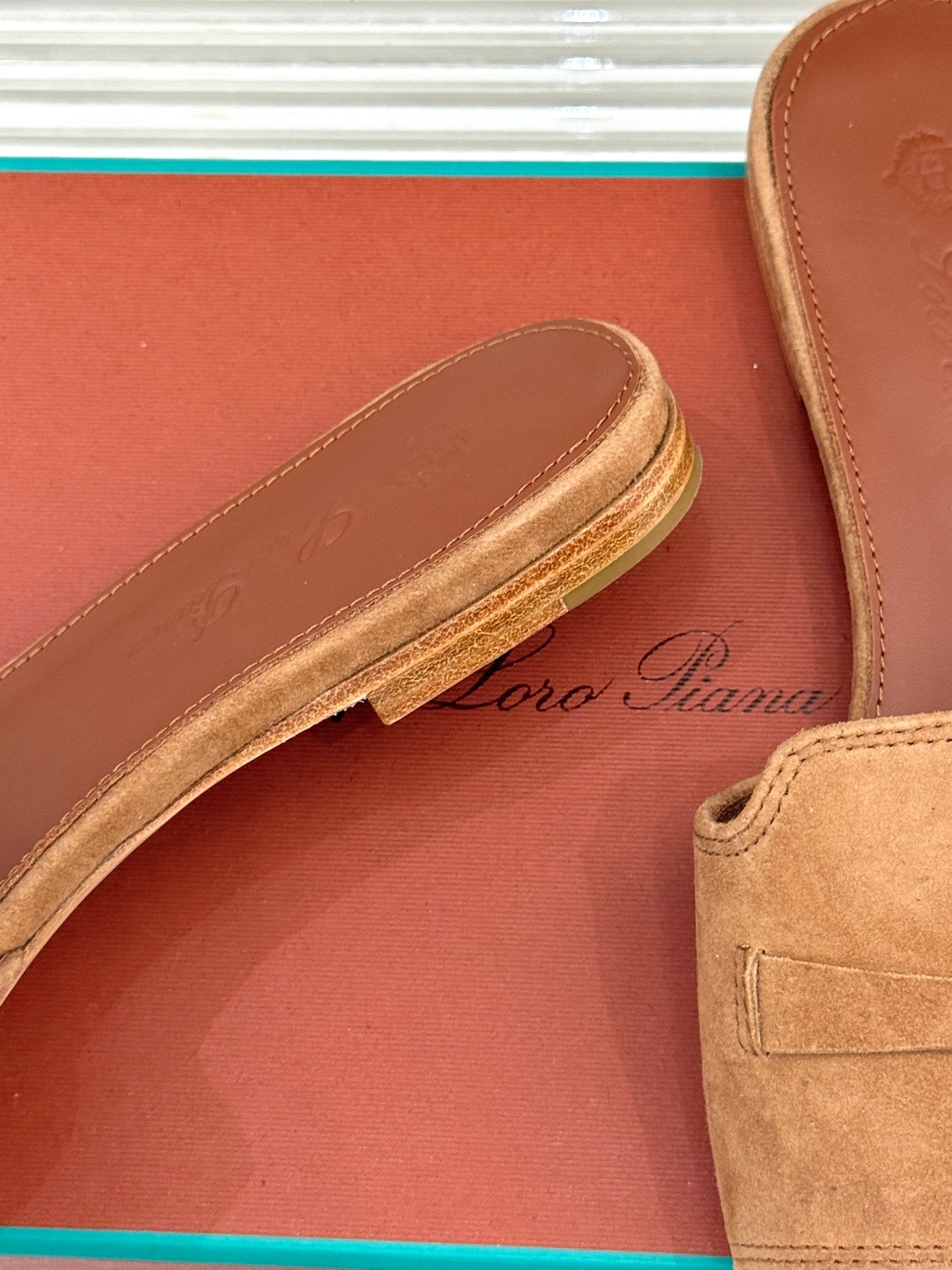 FLAT SANDALS IN BROWN SUEDE AND LAMBSKIN - 35