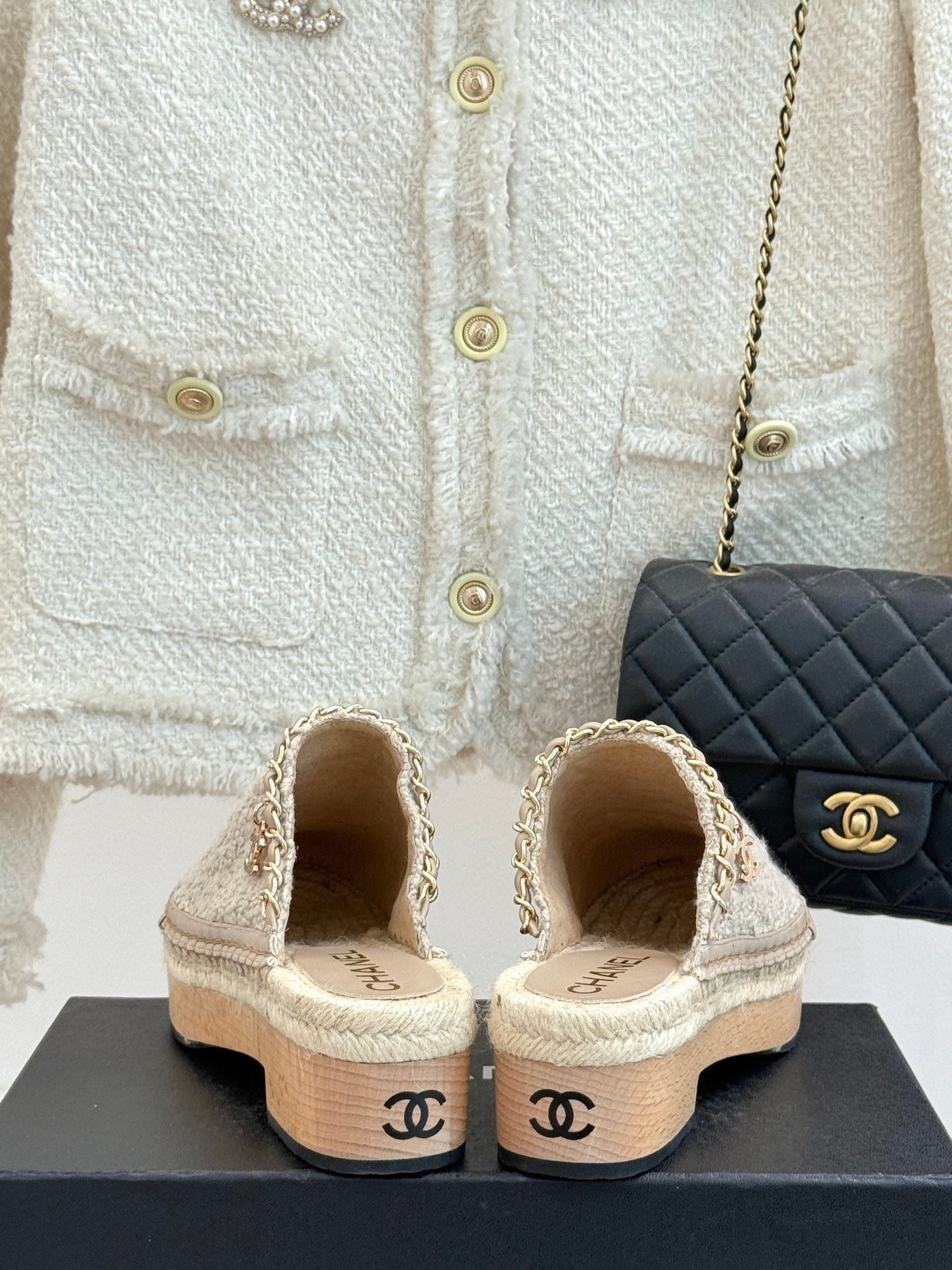 CC MULES 25SS 30 MM IN BEIGE LAMBSKIN MIX WOOL - 35