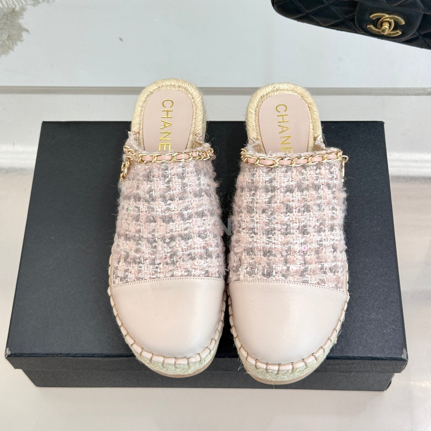 CC MULES 25SS 30 MM IN PASTEL PINK LAMBSKIN MIX TWEED - 35
