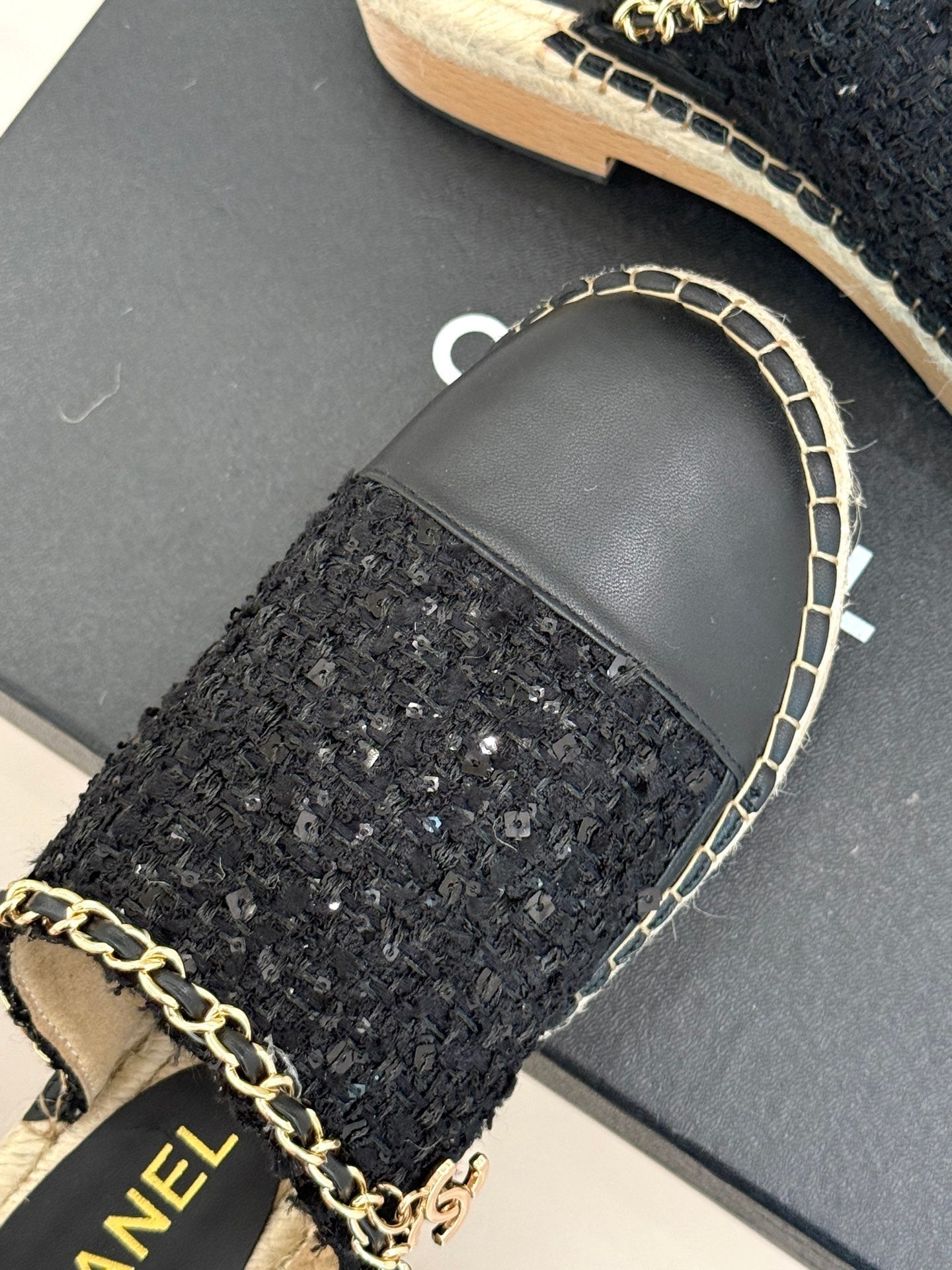 CC MULES 25SS 30 MM IN BLACK LAMBSKIN MIX TWEED - 35