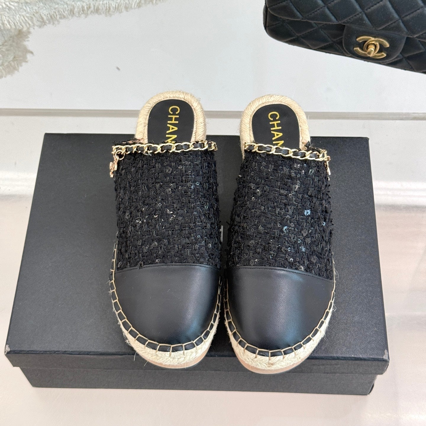 CC MULES 25SS 30 MM IN BLACK LAMBSKIN MIX TWEED - 35