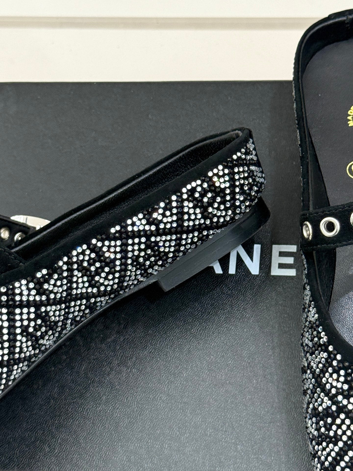 CC FLAT MULES 25SS IN BLACK EMBELLISHED WITH RHINESTONES - 35