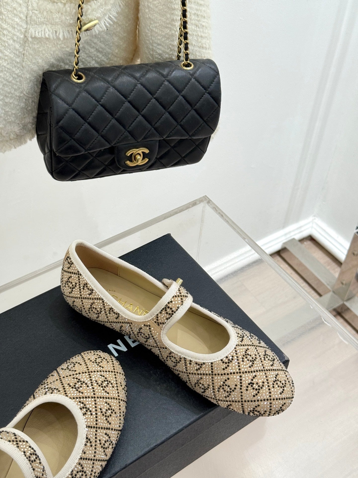 CC FLAT MARY JANE 25SS IN BEIGE EMBELLISHED WITH RHINESTONES - 35