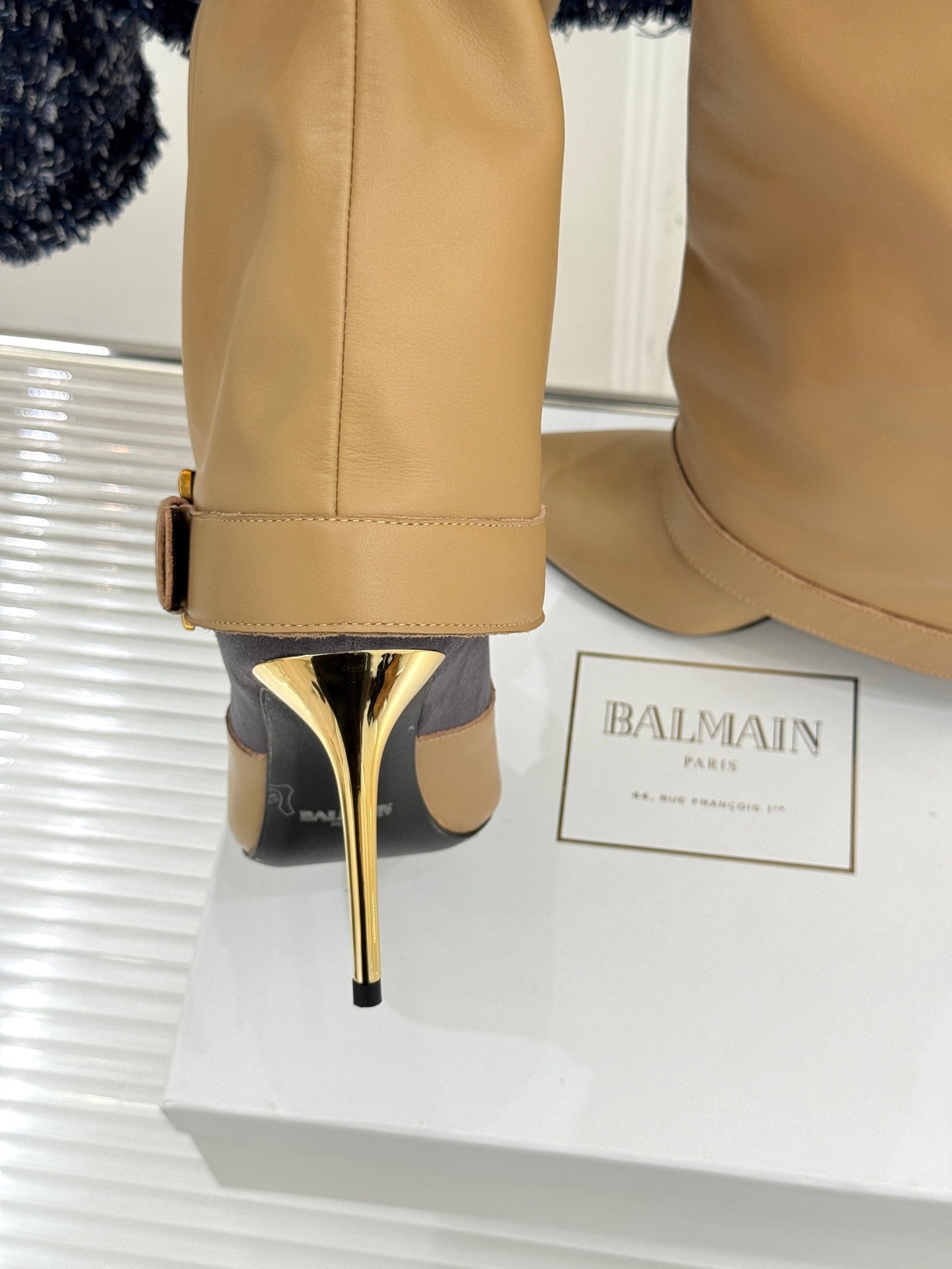 BALMAIN 25S ANTHEM BOOTS IN LIGHT CARAMEL CALFSKIN - 35