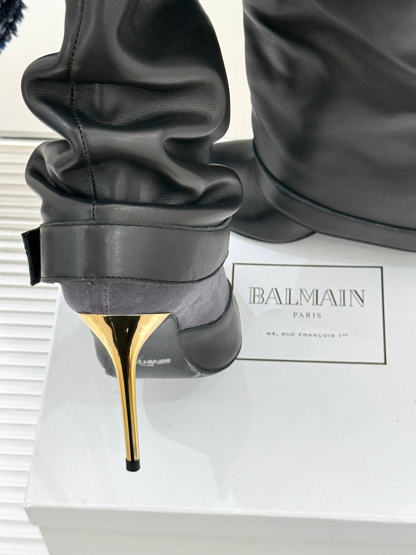 BALMAIN 25S ANTHEM BOOTS IN BLACK CALFSKIN - 35