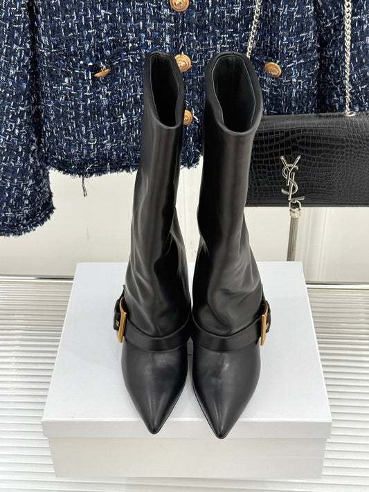 BALMAIN 25S ANTHEM BOOTS IN BLACK CALFSKIN - 35