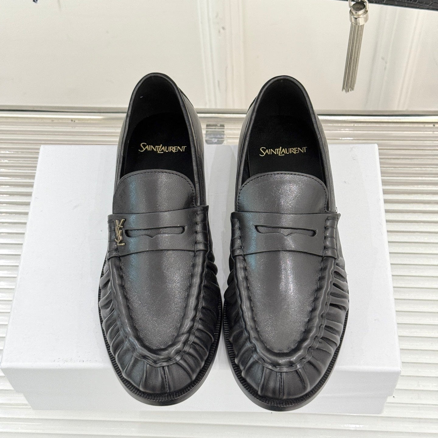YSL 25S LOAFERS IN BLACK LAMBSKIN - 35