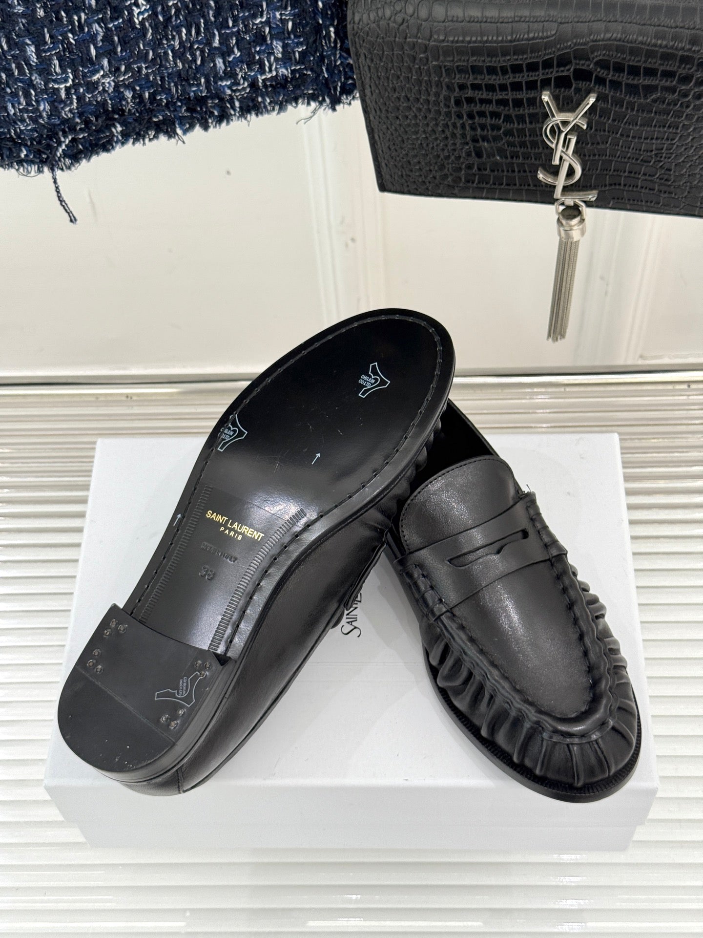YSL 25S LOAFERS IN BLACK LAMBSKIN - 35