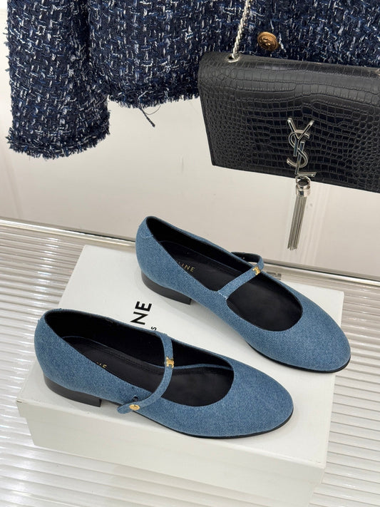 ЖІНОЧІ ТУФЛІ CELINE 26S МЕРІ ДЖЕЙН З СИНЬОГО ДЕНІМУ