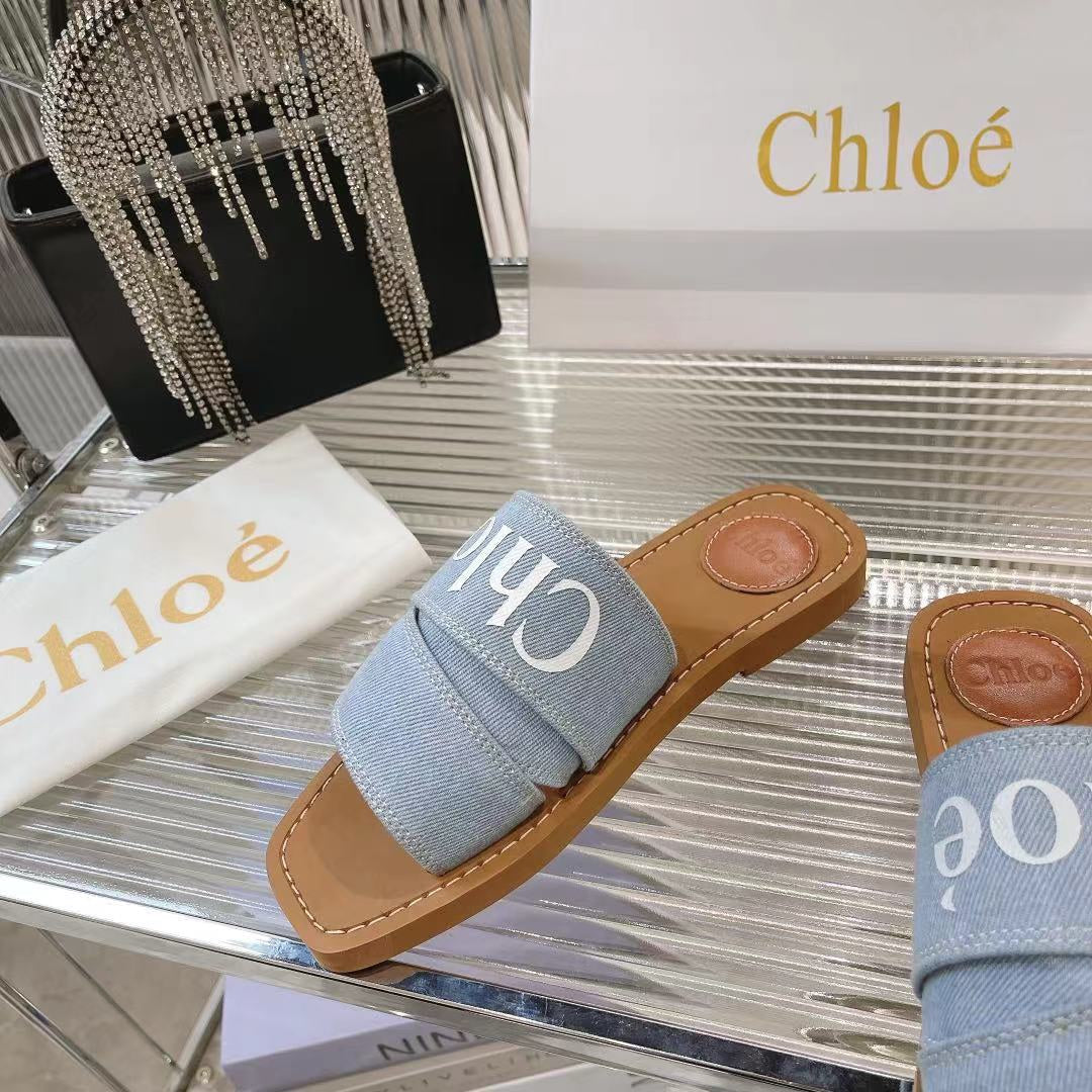 WOODY MULE IN LIGHT BLUE DENIM WITH WHITE LOGO - 35