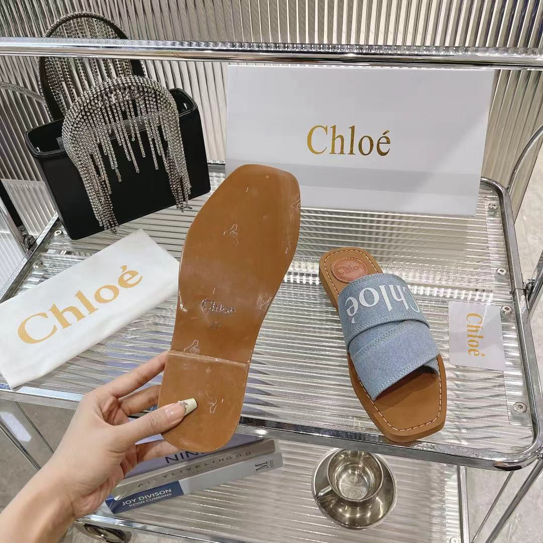 WOODY MULE IN LIGHT BLUE DENIM WITH WHITE LOGO - 35
