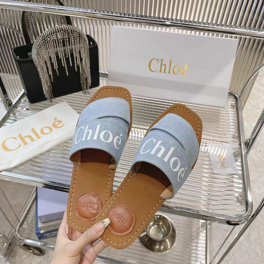 WOODY MULE IN LIGHT BLUE DENIM WITH WHITE LOGO - 35