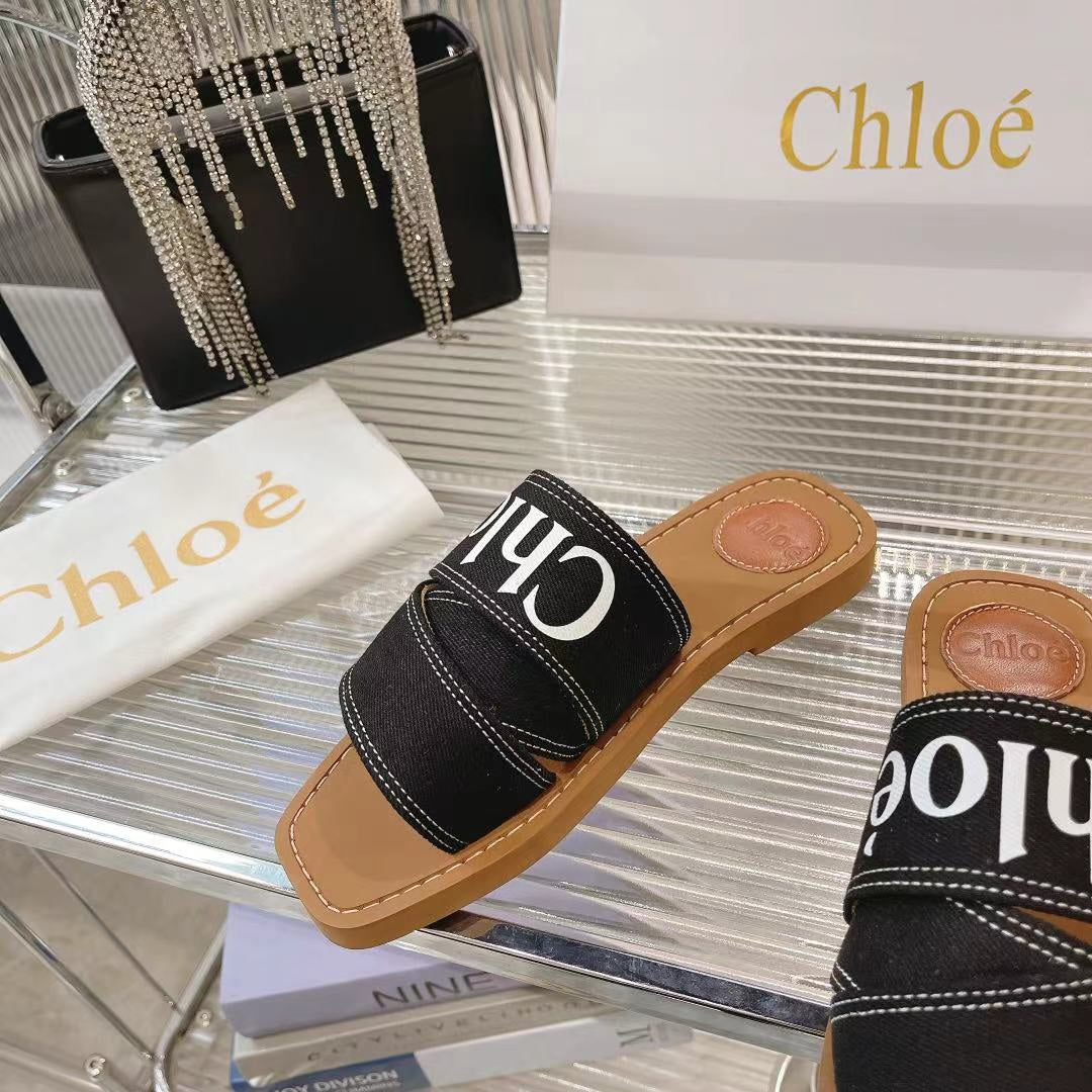 WOODY MULE IN BLACK DENIM WITH WHITE LOGO - 35