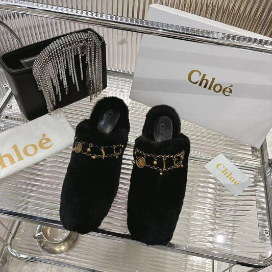 БОСОНІЖКИ CHLOÉ 26S НА ВИСОКИХ ПІДБОРАХ З ЧОРНОЇ ВОВНИ