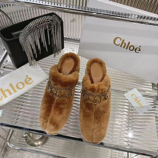 МЮЛІ CHLOÉ 26S НА ВИСОКИХ ПІДБОРАХ З КОРИЧНЕВОЇ ВОВНИ