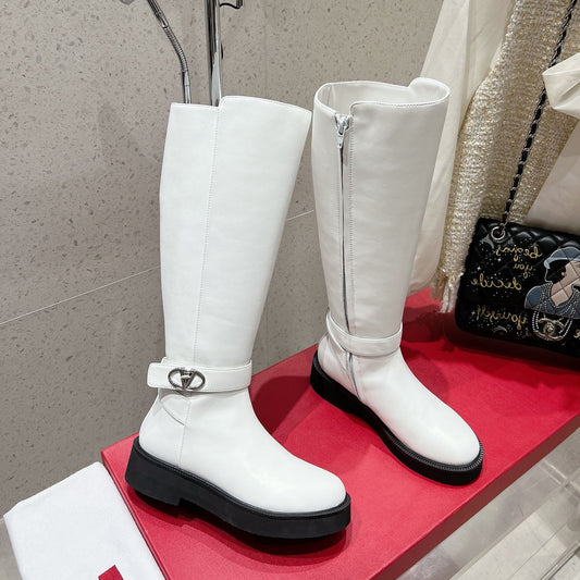 VALENTINO 25S KNEE-HIGH BOOTS IN WHITE CALFSKIN STYLE 9 - 35
