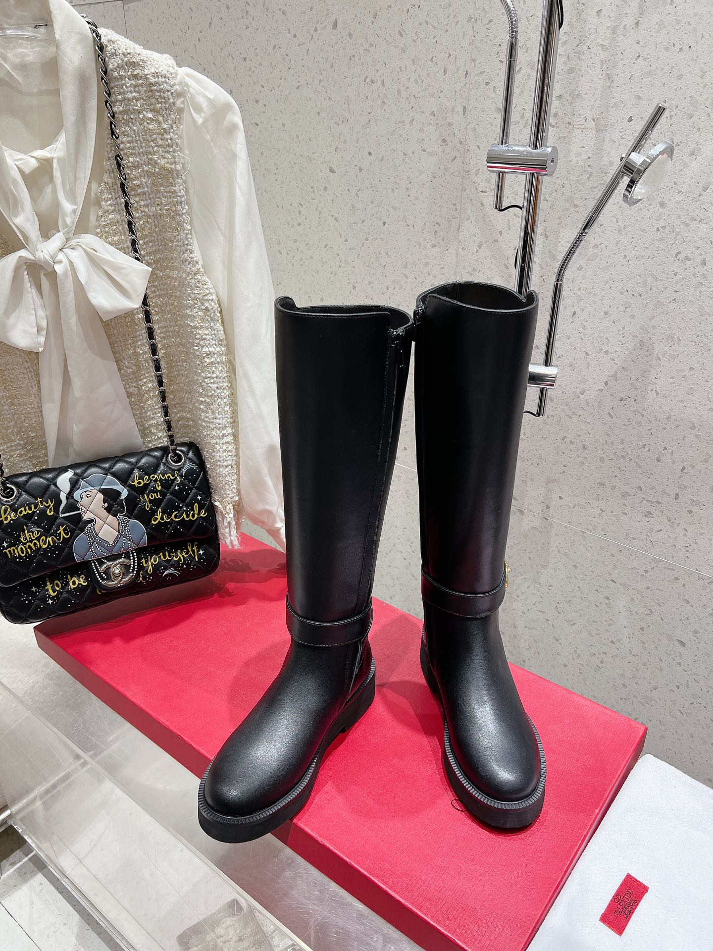 VALENTINO 25S KNEE-HIGH BOOTS IN BLACK CALFSKIN STYLE 7 - 35