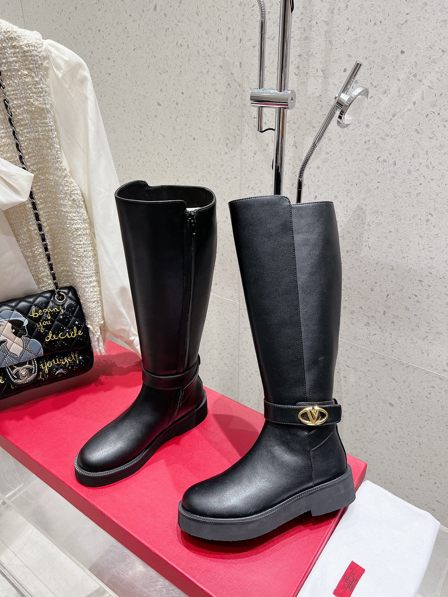 VALENTINO 25S KNEE-HIGH BOOTS IN BLACK CALFSKIN STYLE 7 - 35
