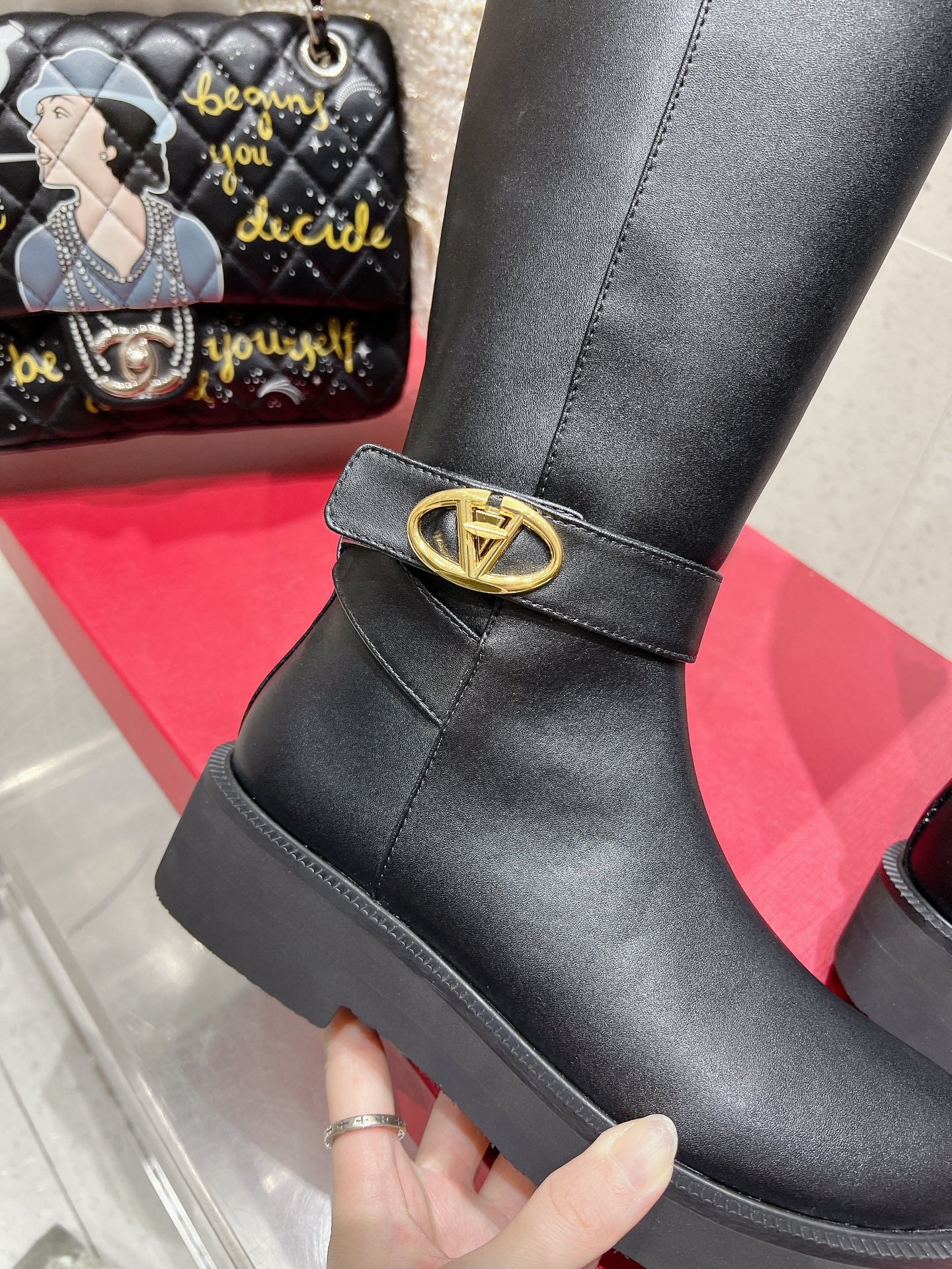 VALENTINO 25S KNEE-HIGH BOOTS IN BLACK CALFSKIN STYLE 7 - 35