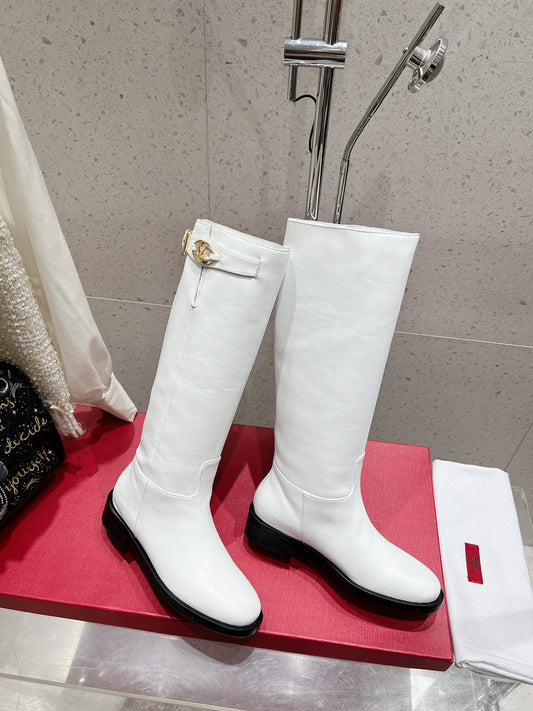 VALENTINO 25S KNEE-HIGH BOOTS IN WHITE CALFSKIN STYLE 6 - 35