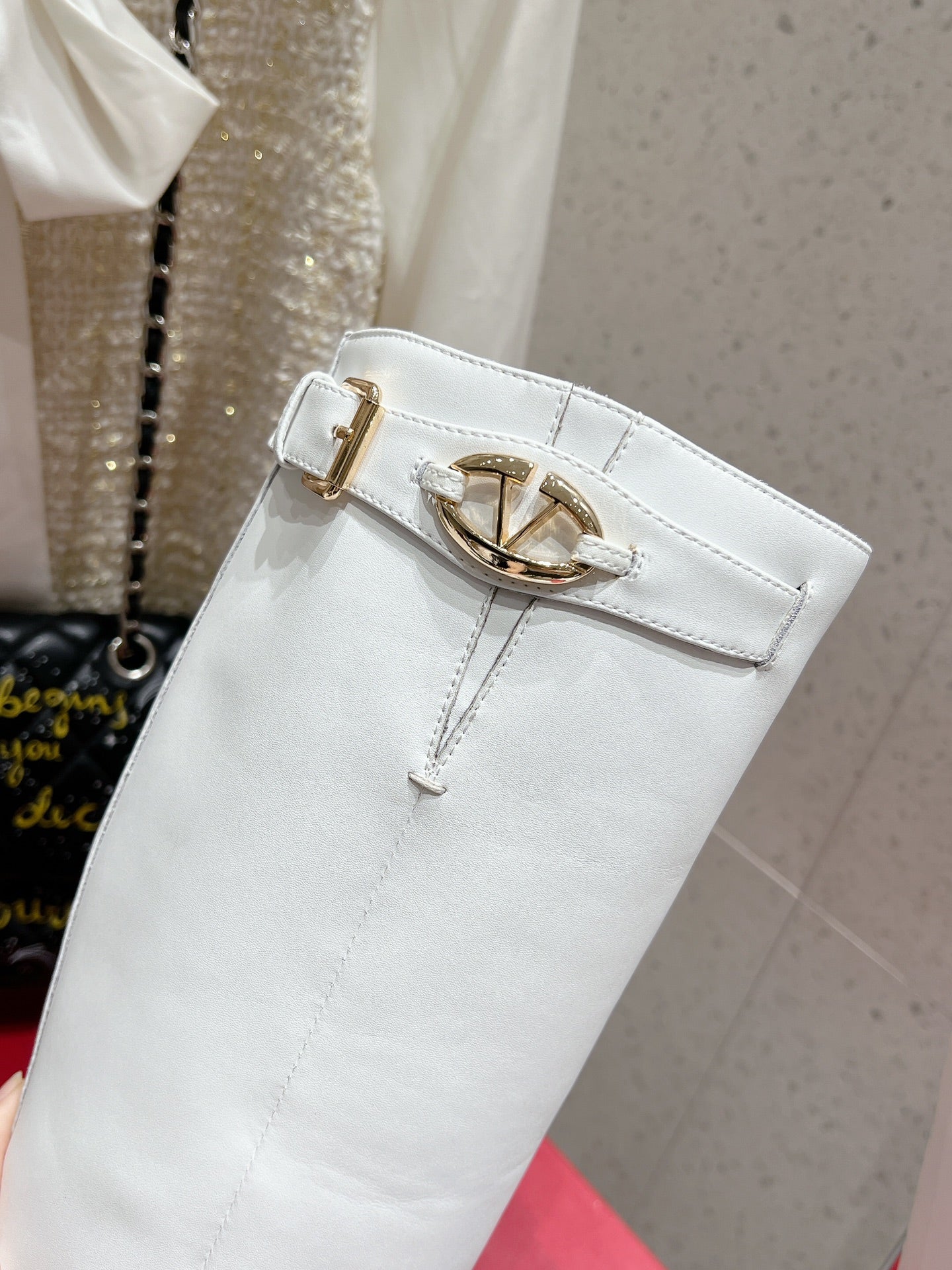VALENTINO 25S KNEE-HIGH BOOTS IN WHITE CALFSKIN STYLE 6 - 35