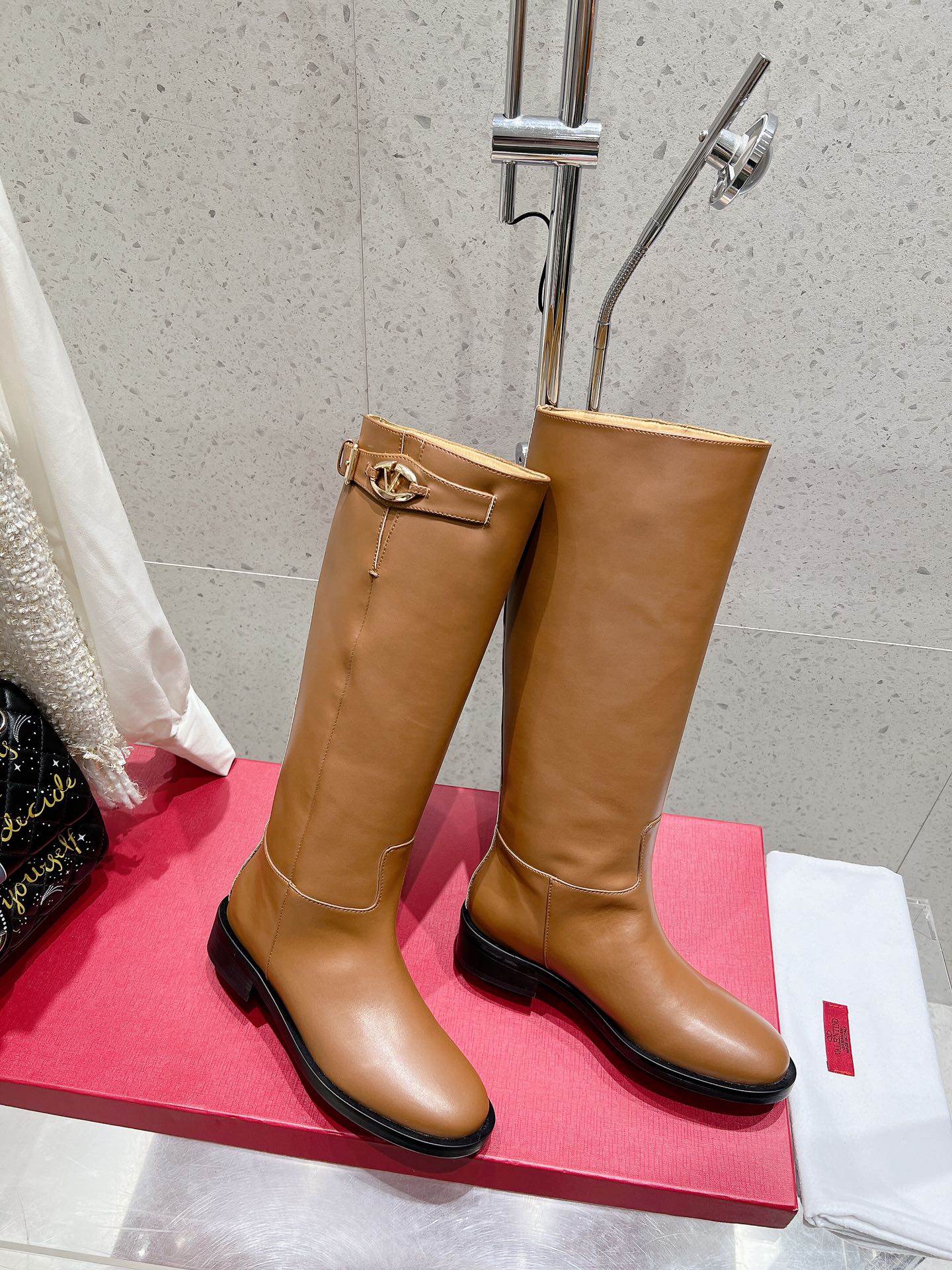 VALENTINO 25S KNEE-HIGH BOOTS IN BROWN CALFSKIN STYLE 5 - 35