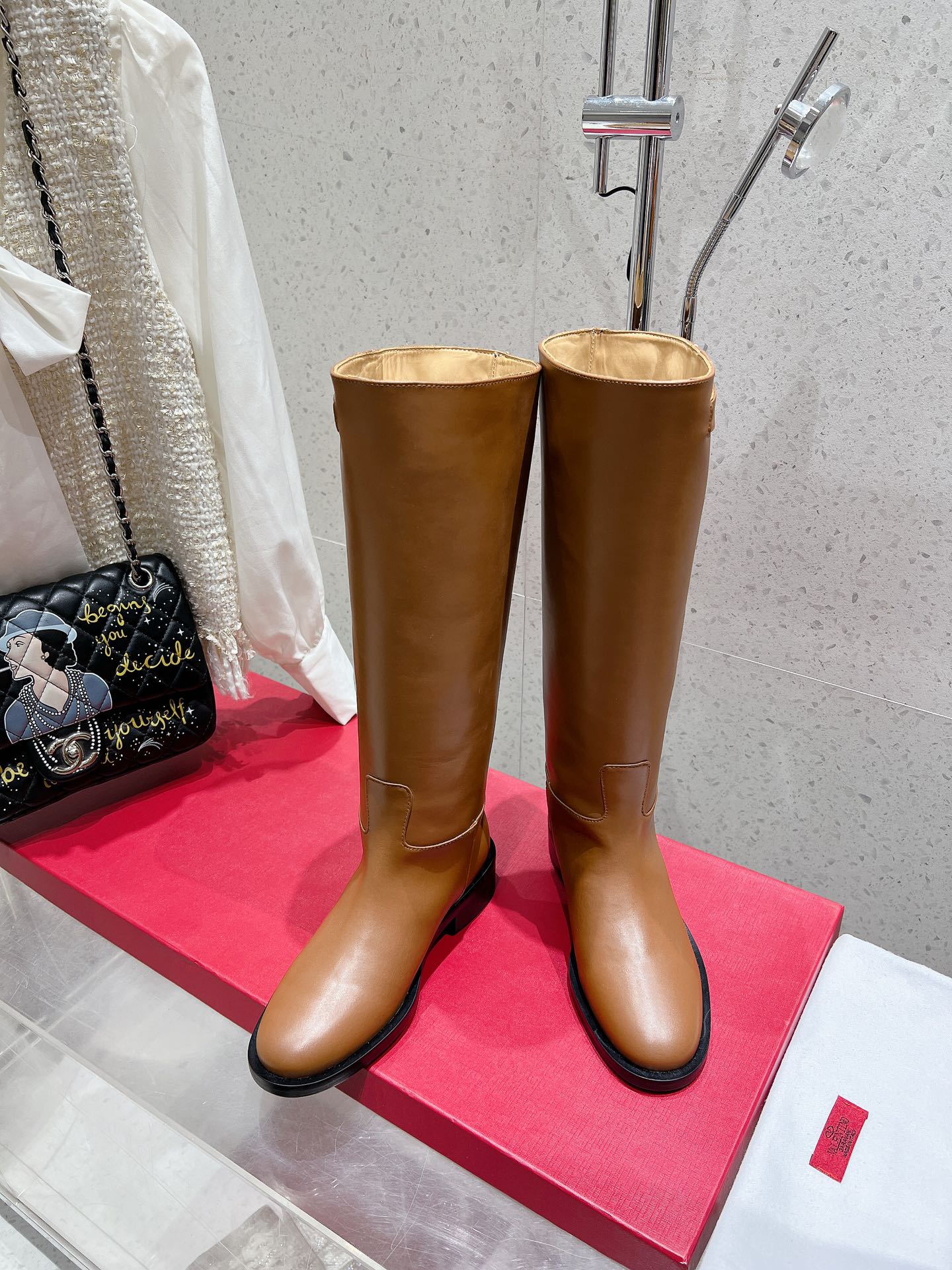 VALENTINO 25S KNEE-HIGH BOOTS IN BROWN CALFSKIN STYLE 5 - 35