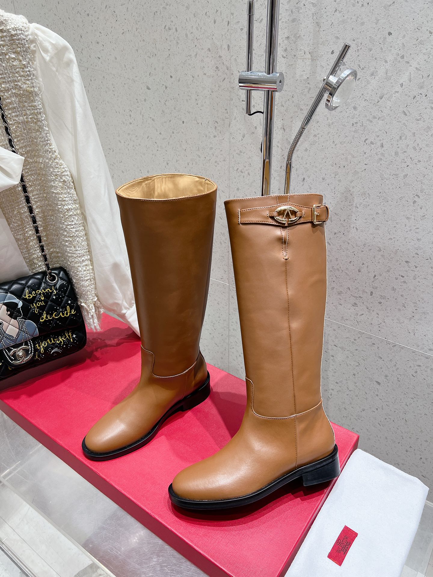 VALENTINO 25S KNEE-HIGH BOOTS IN BROWN CALFSKIN STYLE 5 - 35