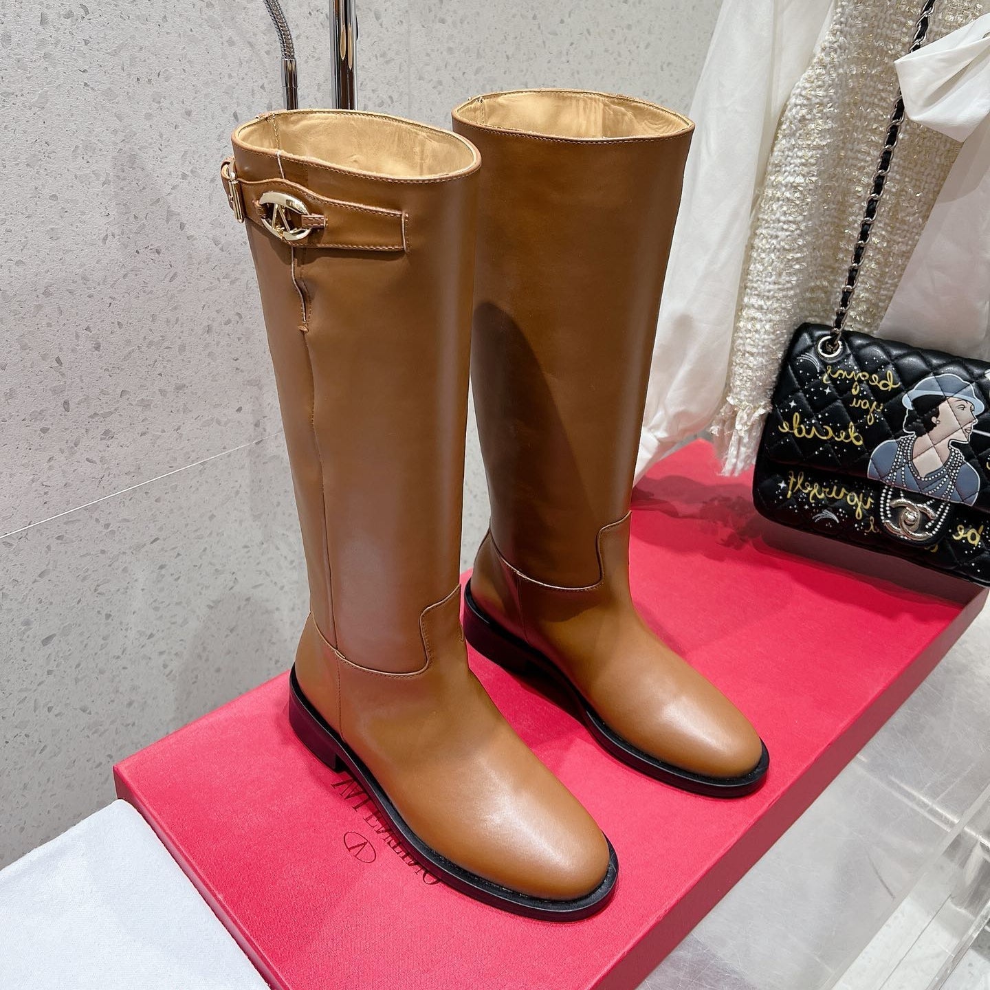VALENTINO 25S KNEE-HIGH BOOTS IN BROWN CALFSKIN STYLE 5 - 35