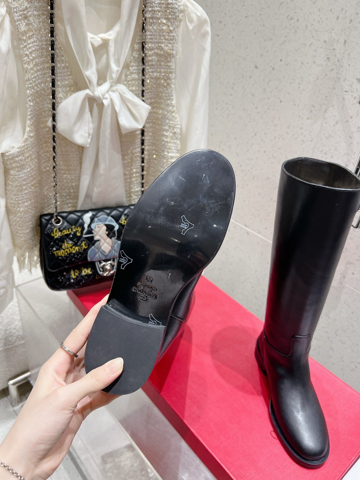 VALENTINO 25S KNEE-HIGH BOOTS IN BLACK CALFSKIN STYLE 4 - 35