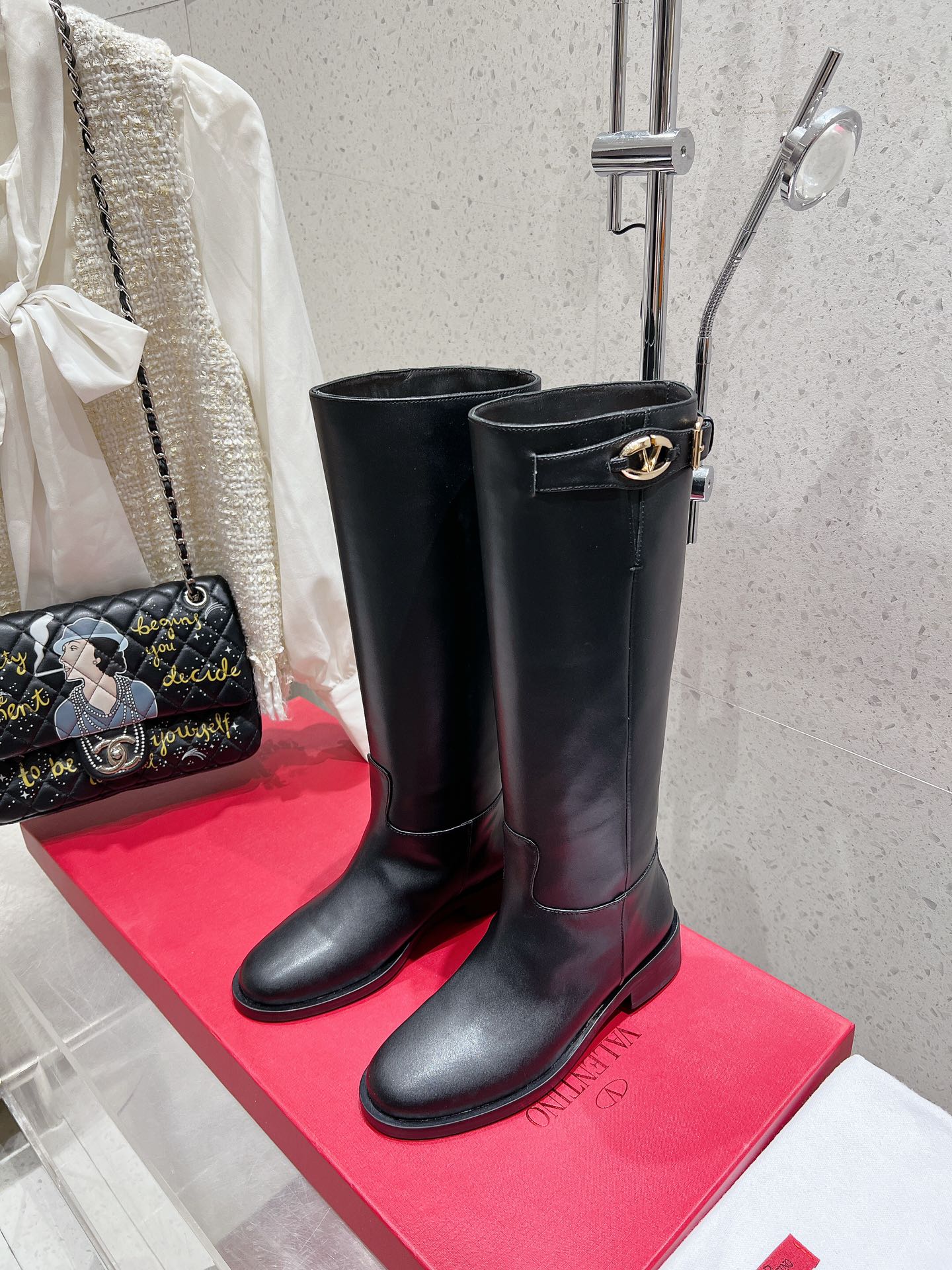 VALENTINO 25S KNEE-HIGH BOOTS IN BLACK CALFSKIN STYLE 4 - 35