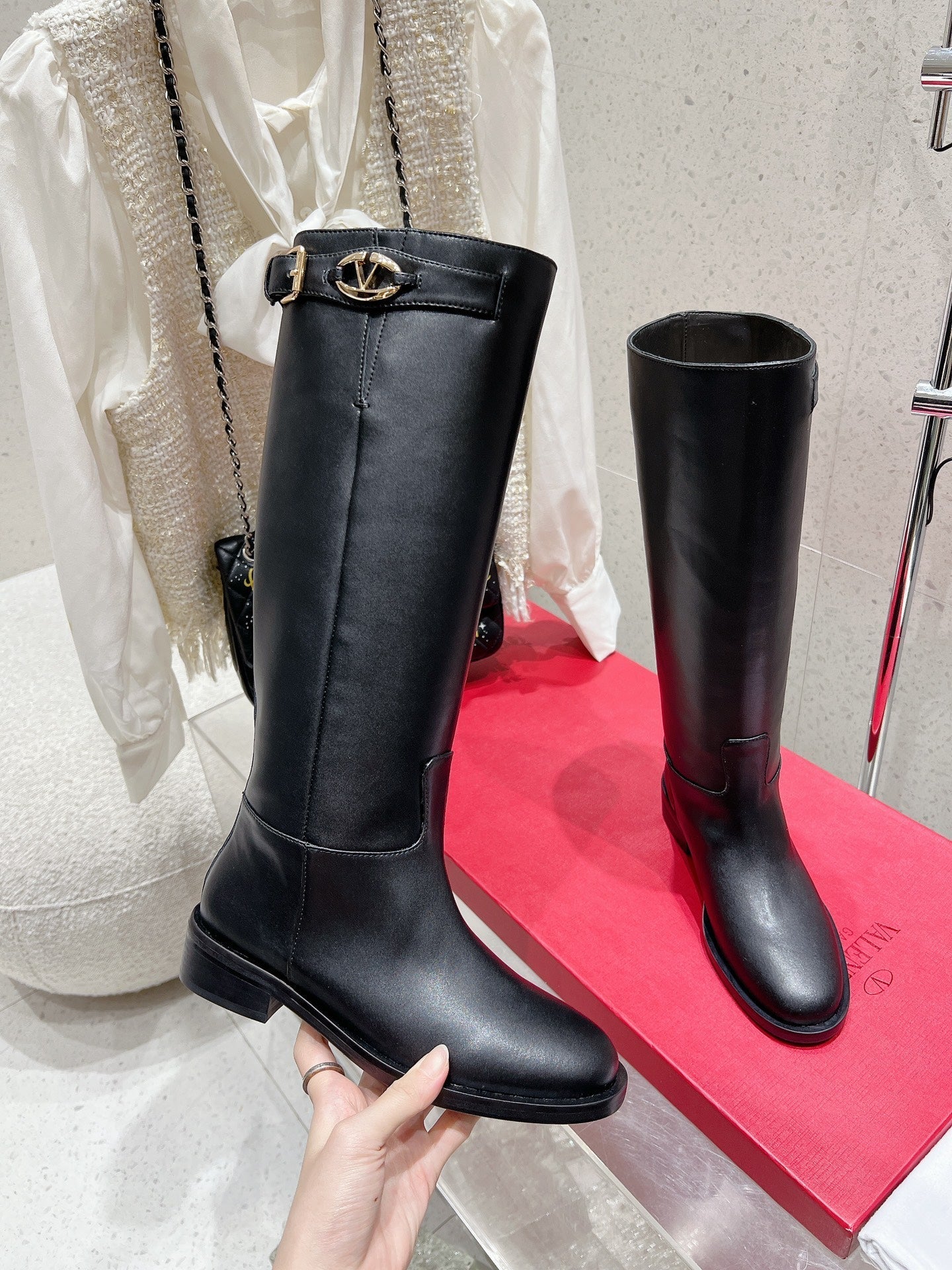VALENTINO 25S KNEE-HIGH BOOTS IN BLACK CALFSKIN STYLE 4 - 35