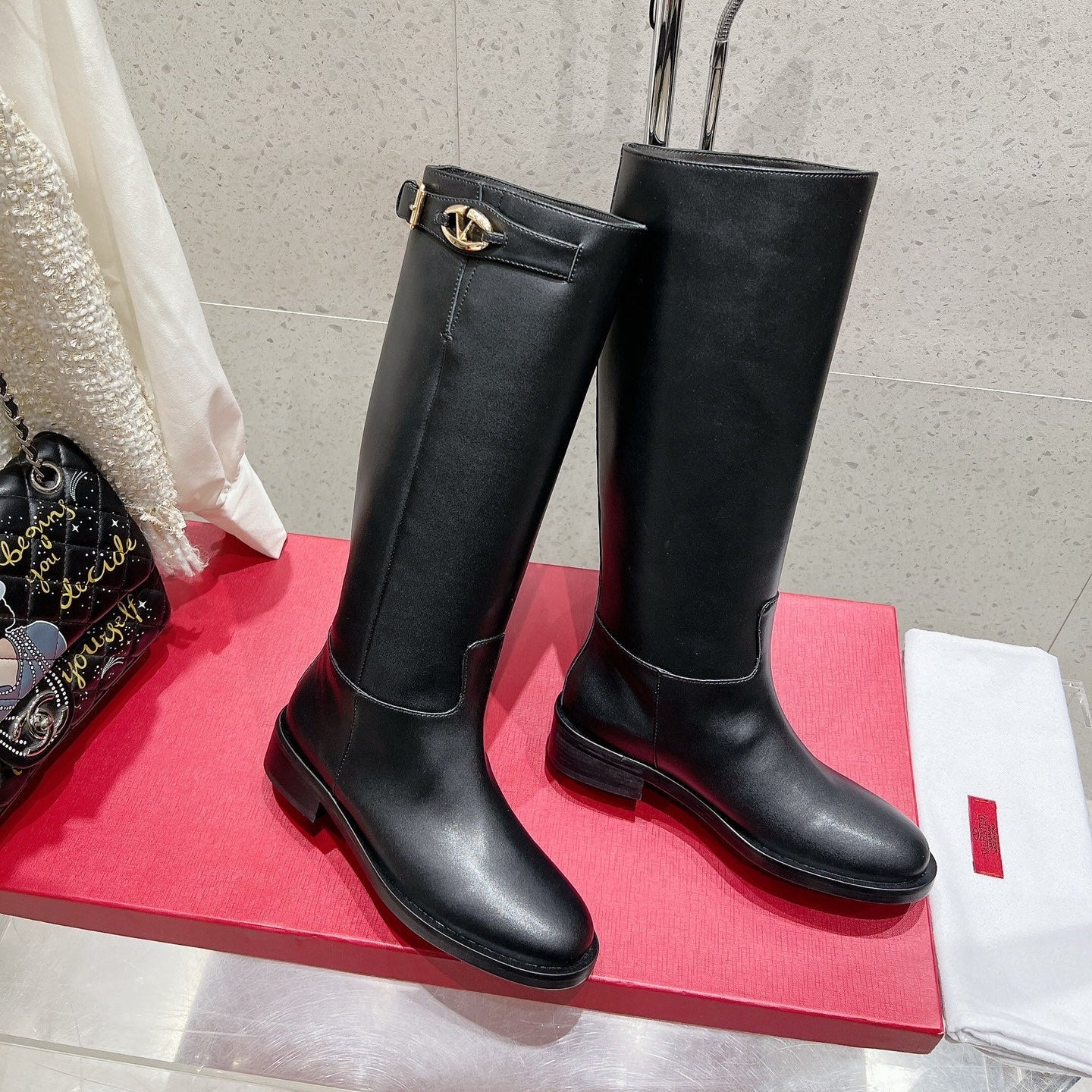 VALENTINO 25S KNEE-HIGH BOOTS IN BLACK CALFSKIN STYLE 4 - 35