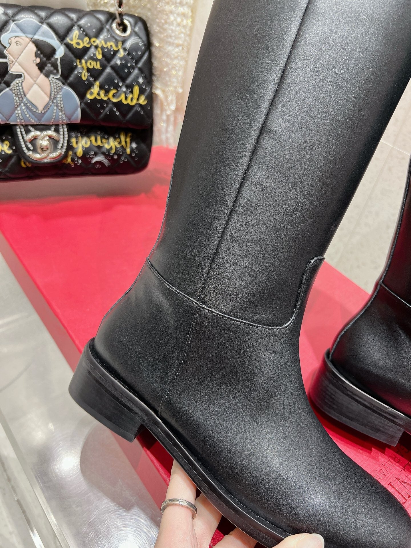 VALENTINO 25S KNEE-HIGH BOOTS IN BLACK CALFSKIN STYLE 4 - 35