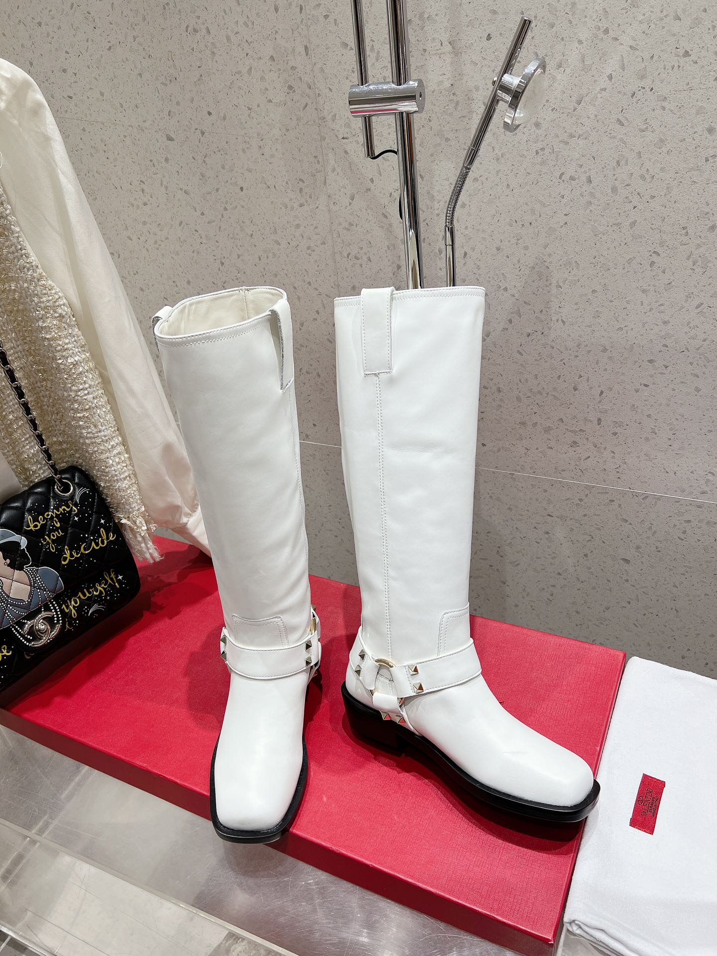 VALENTINO 25S KNEE-HIGH BOOTS IN WHITE CALFSKIN STYLE 3 - 35