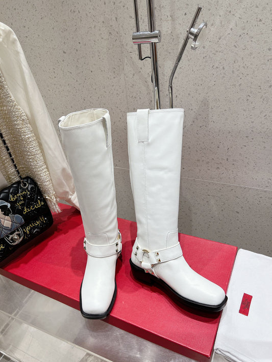 VALENTINO 25S KNEE-HIGH BOOTS IN WHITE CALFSKIN STYLE 3 - 35