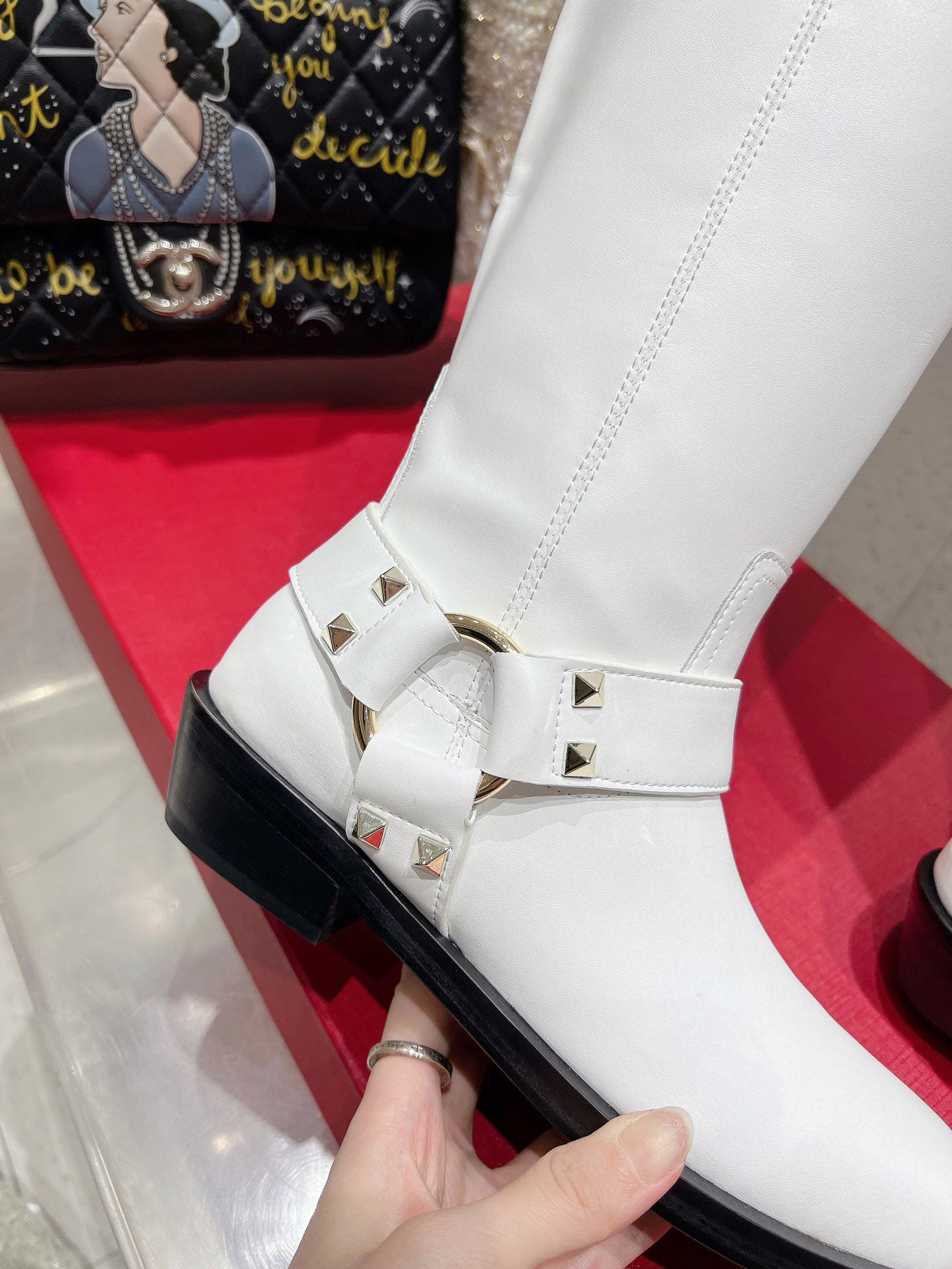 VALENTINO 25S KNEE-HIGH BOOTS IN WHITE CALFSKIN STYLE 3 - 35