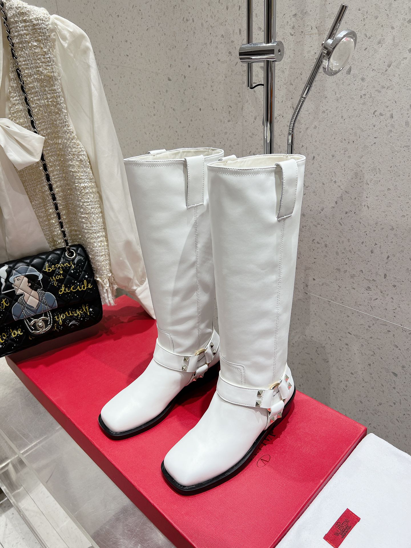 VALENTINO 25S KNEE-HIGH BOOTS IN WHITE CALFSKIN STYLE 3 - 35