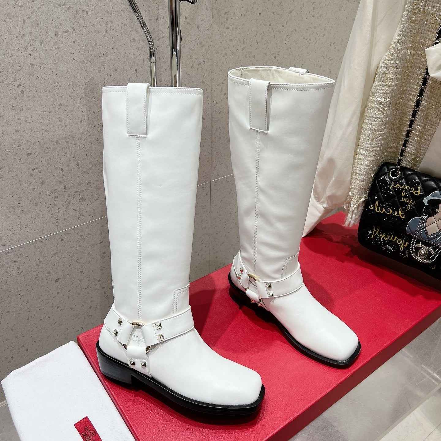 VALENTINO 25S KNEE-HIGH BOOTS IN WHITE CALFSKIN STYLE 3 - 35