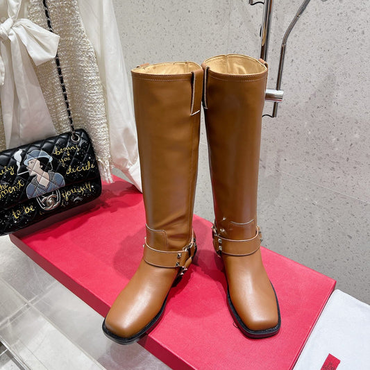 VALENTINO 25S KNEE-HIGH BOOTS IN BROWN CALFSKIN STYLE 2 - 35